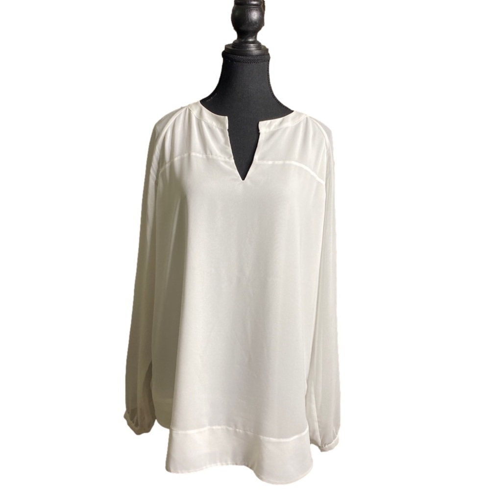 Cabi Long-sleeve White Blouse LARGE